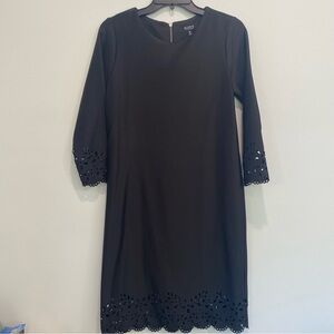 Allen B. Elegant Black Dress with Lace Style Trim